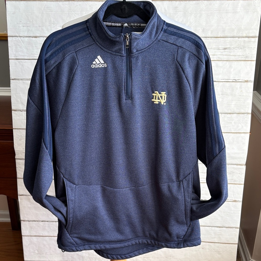 Adidas Dark Blue Quarter-Zip Pullover Notre Dame